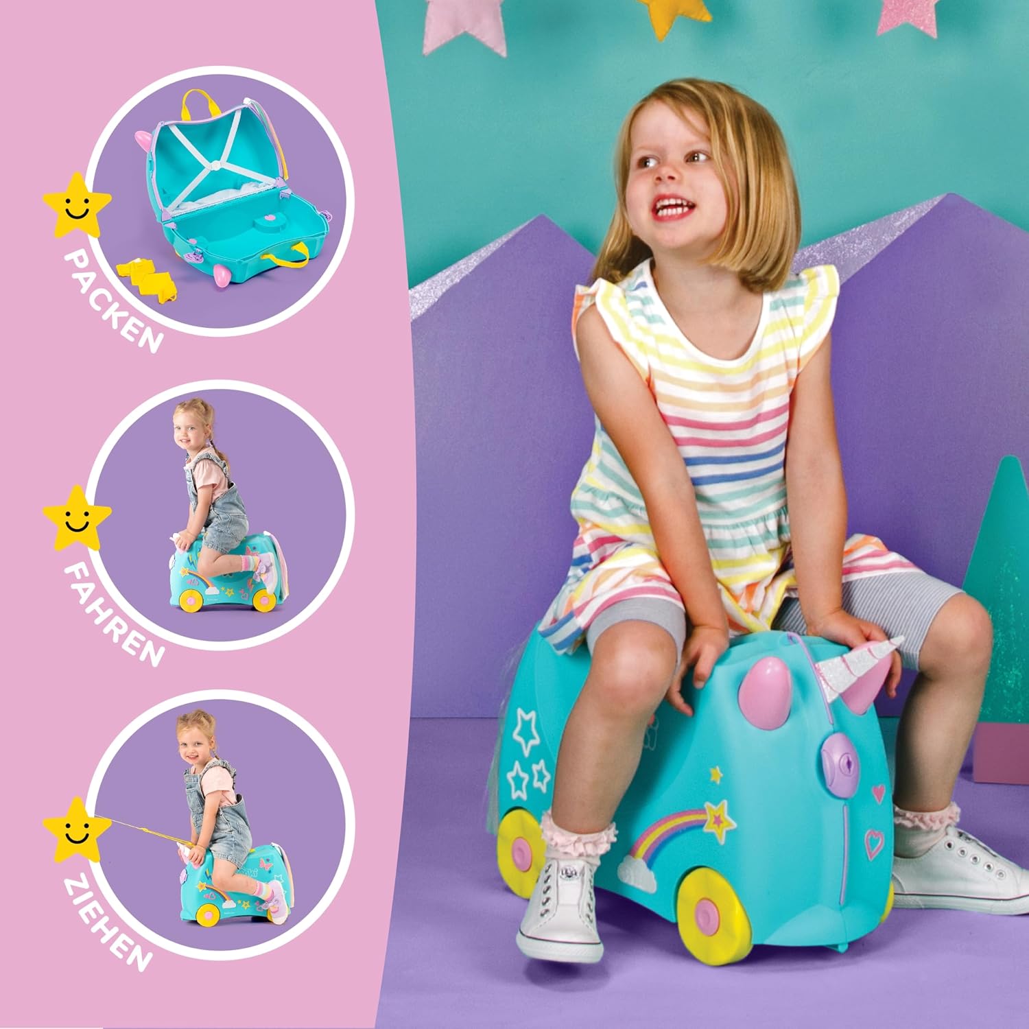 Detalle de Trunki Der originale Kinderkoffer zum Draufsitzen – 18-L Handgepäck Koffer
