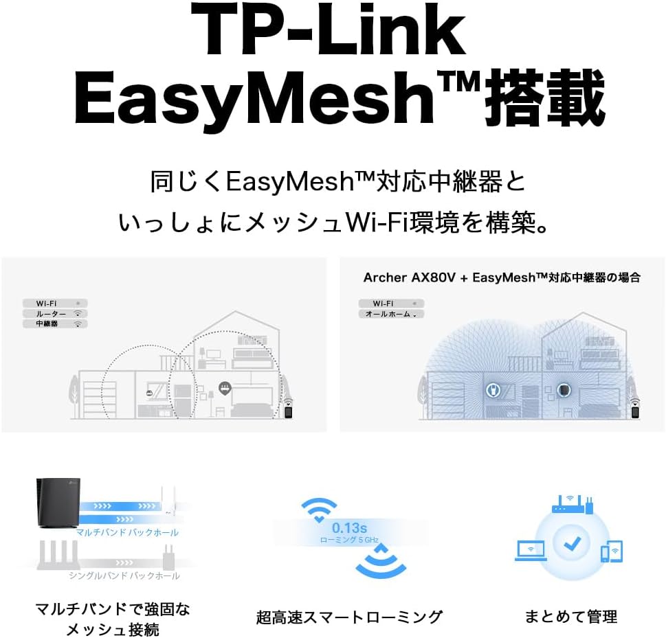 Thumbnail 2 de TP-Link Archer AX80V Wi-Fi 6対応 AX6000無線LANルーター、2.5Gポート搭載