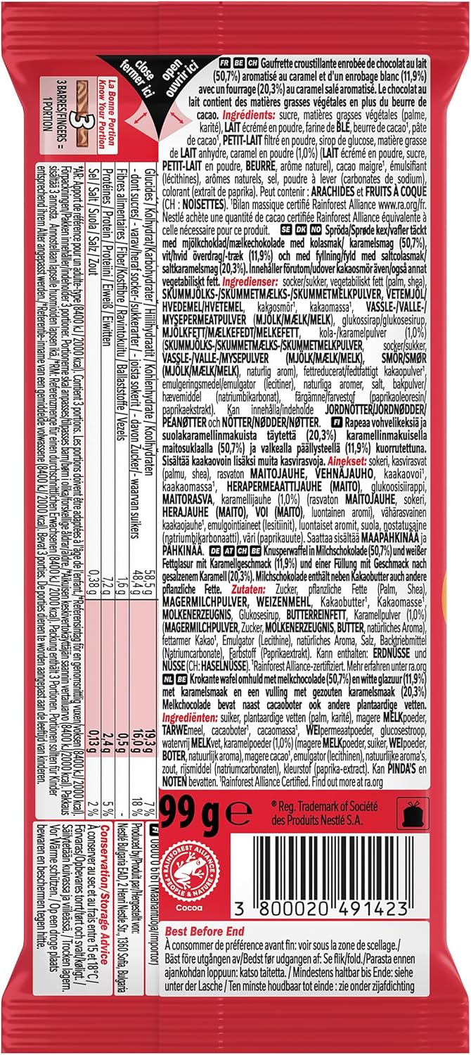 Thumbnail 2 de KitKat Tablette de Chocolat Caramel Salé – Lot de 4 (99 g) – expérience croquante et gourmande