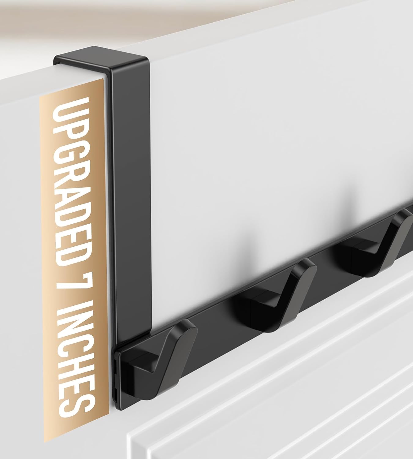Detalle de KitchLife Coat Hooks-1 Pack Over-the-Door 5-Hook Organizer, Matte Black