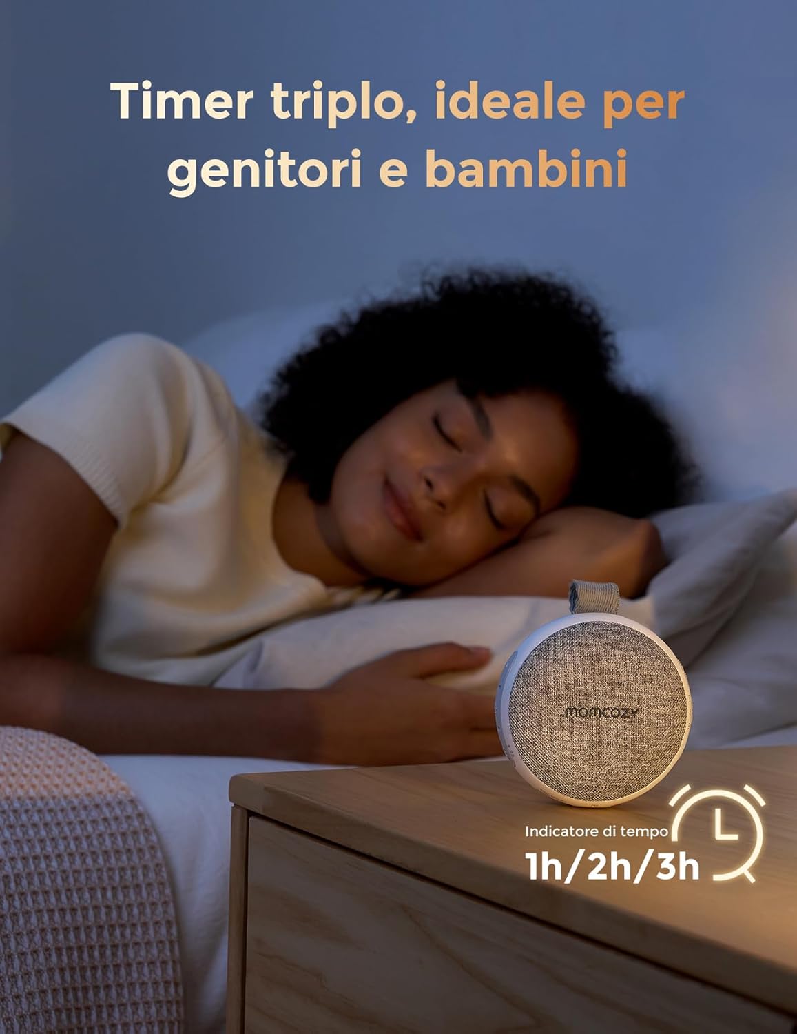 Detalle 2 de Momcozy Macchina Rumori Bianchi per Neonato WN06: Rumorebianco Portatile con Luce Notturna e Bluetooth