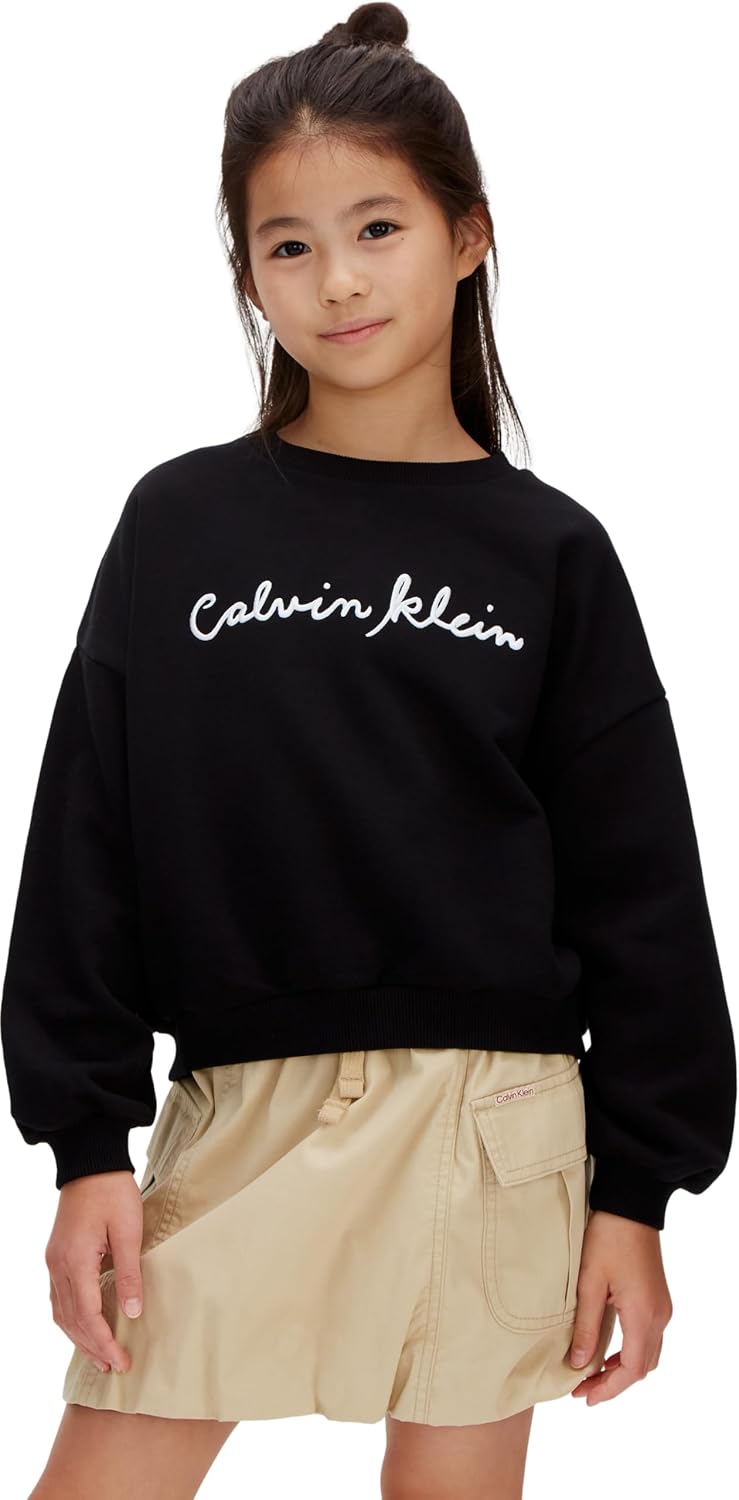Detalle de Calvin Klein CK Crewneck Sweatshirt Lvcksjb25g: felpa per ragazzi versatile e confortevole