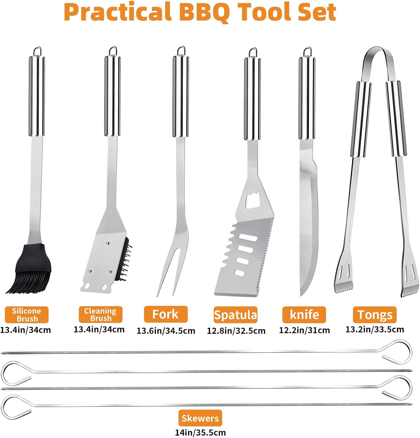 Detalle 1 de MUYFIO JLT-SS11 BBQ Tool Set, 11-Piece Stainless Steel Kit with Carrying Bag
