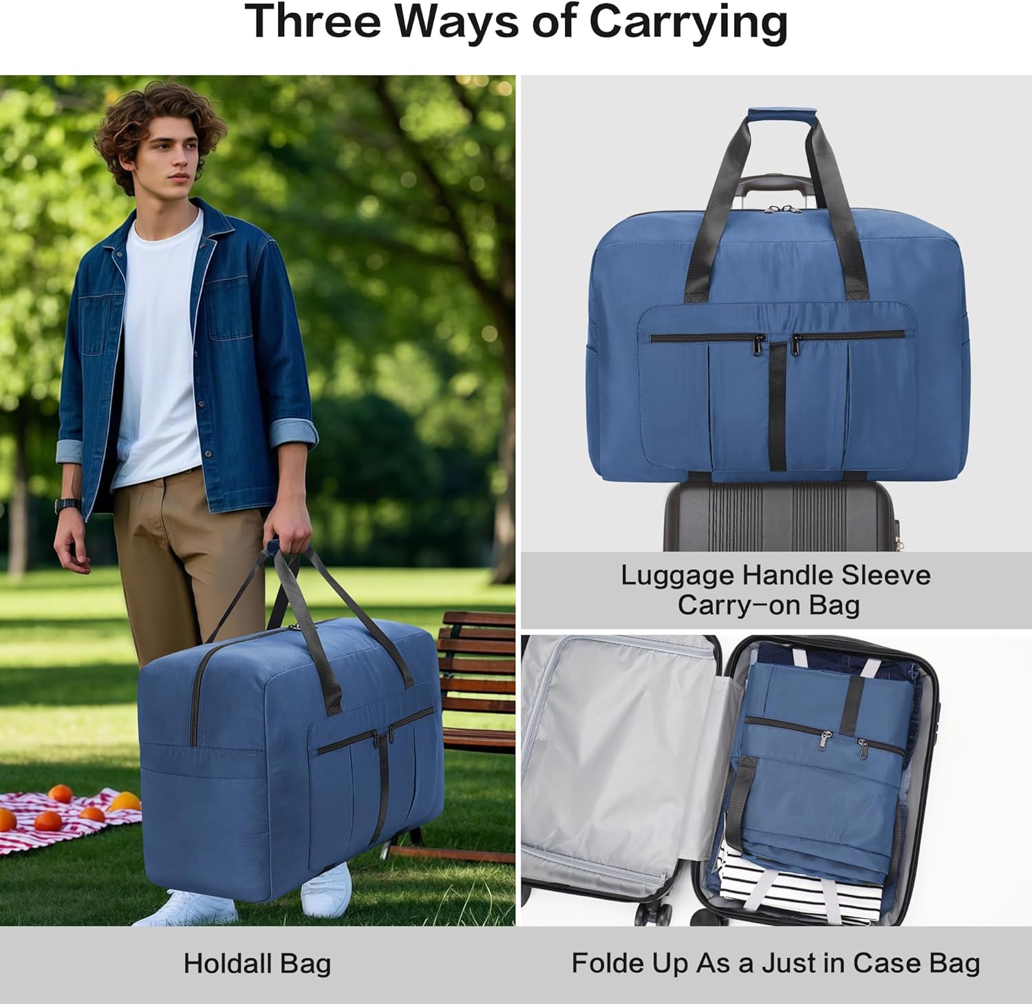 Detalle 2 de YOUNGOA Grand Sac de Voyage 110L — Sac pliable et étanche XXL bleu
