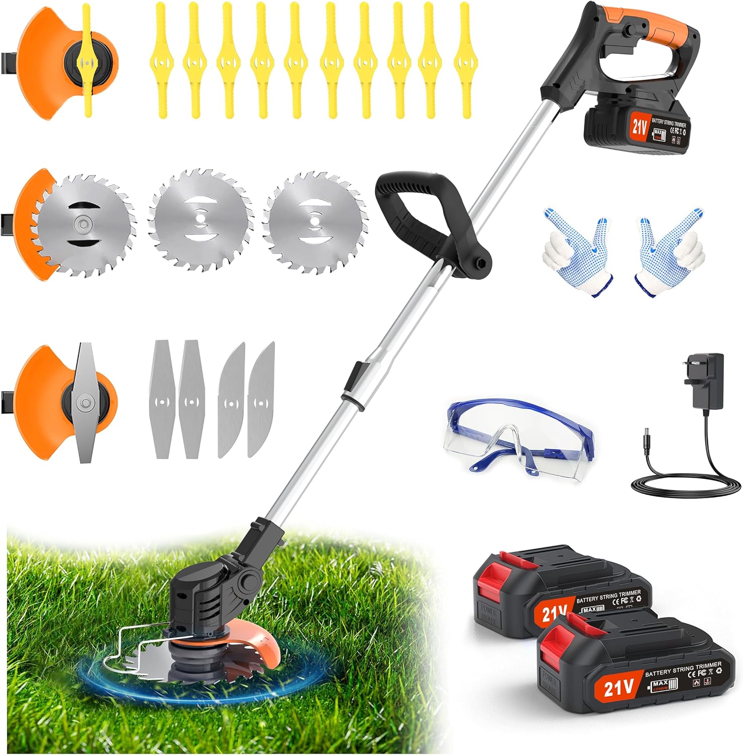 Detalle de EVOKRYL Aero X1 Metal Blade Cordless Strimmer (21V) with Telescoping Handle, Black