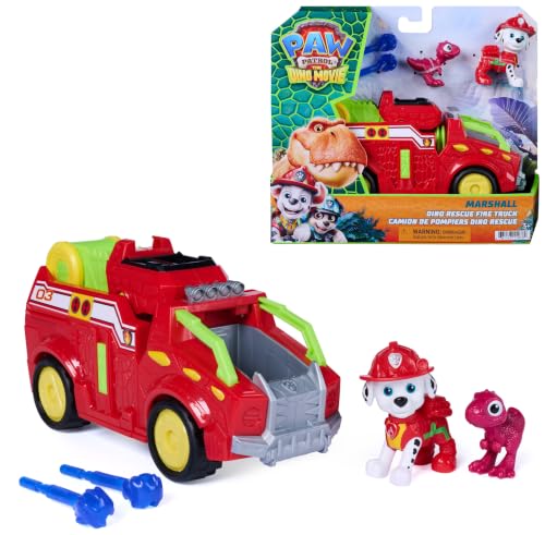 Detalle de Paw Patrol - Pat Patrouille Le Film Mission Dino : Véhicule Marcus avec 2 figurines et accessoires