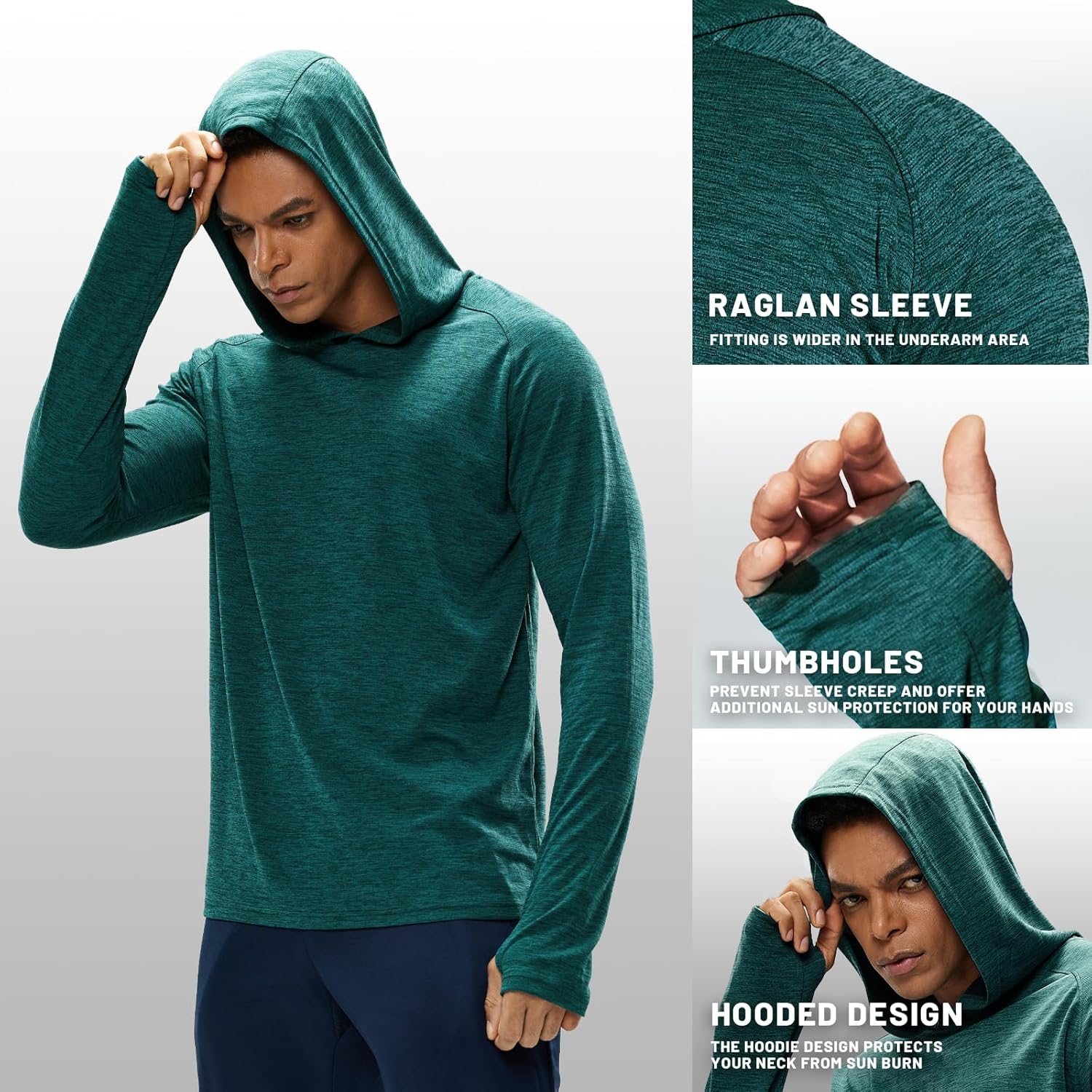 Thumbnail 3 de MIER Men's UPF 50+ Sun Protection Hoodie Long Sleeve with Hood and Thumbholes