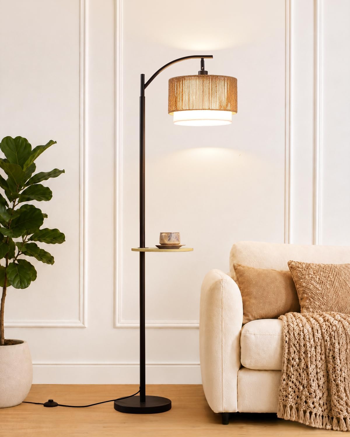 Thumbnail 6 de PESRAE Floor Lamp with Rattan Shade