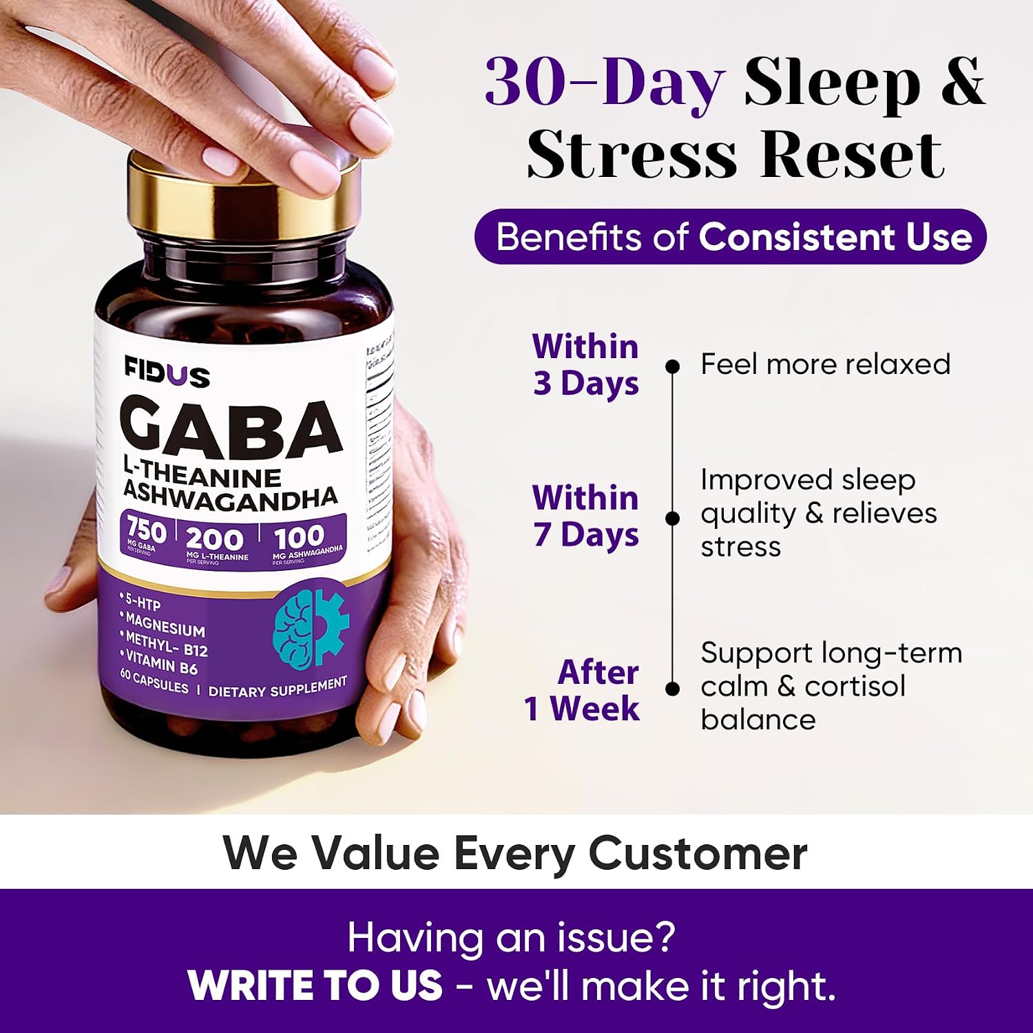 Detalle 1 de FIDUS GABA Sleep Supplement, 1050 mg Blend