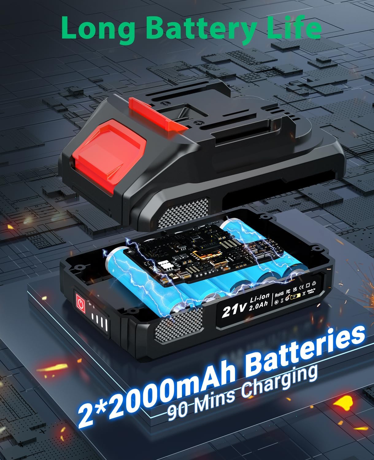 Detalle de CEEIGOO Trapano Avvitatore Brushless 21V 42N.m