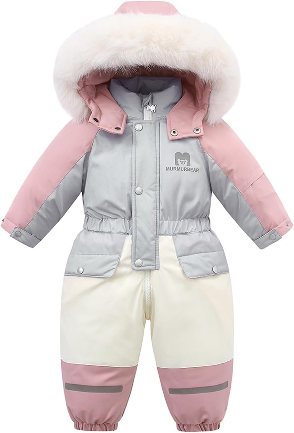 Detalle de JiAmy Kids One-Piece Snowsuit, Fleece-Lined with Faux-Fur Hood