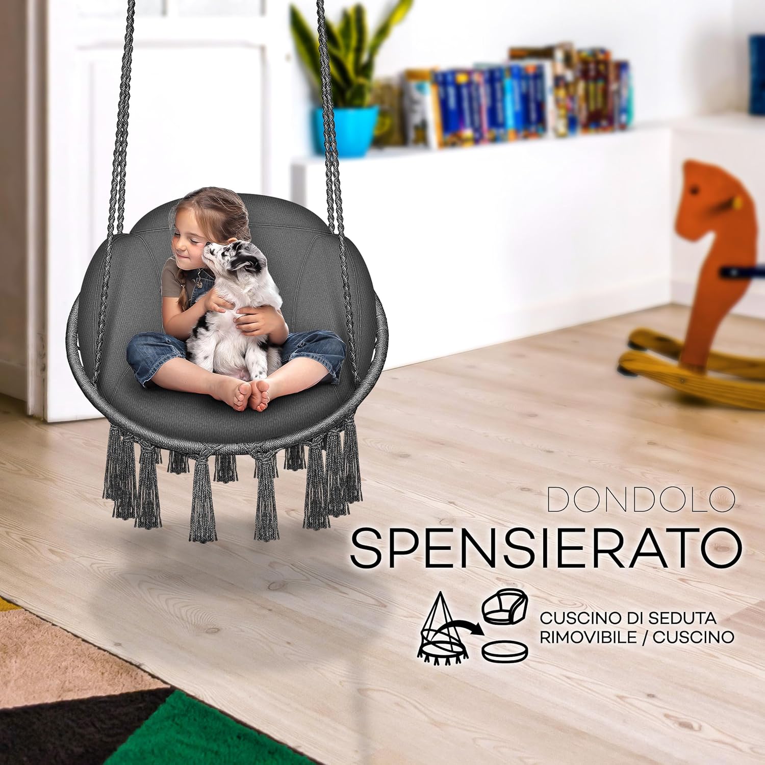 Thumbnail 3 de tillvex Poltrona sospesa con grande cuscino fino a 200 kg, da interno ed esterno