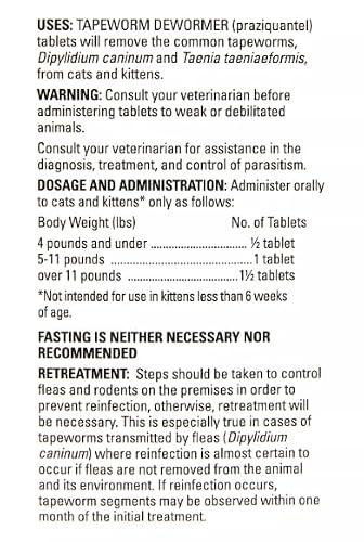 Thumbnail 8 de Elanco Tapeworm Dewormer (praziquantel tablets) for Cats and Kittens 6 Weeks and Older, 3-count