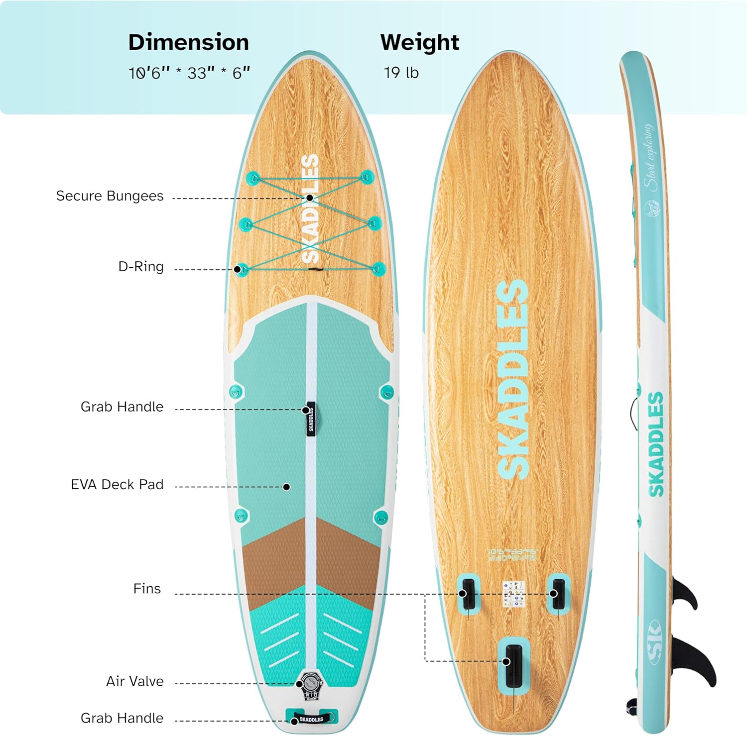 Thumbnail 1 de SKADDLES 10’6” Inflatable SUP with Complete Accessories Kit: Stability, Portability, and All‑Around Fun