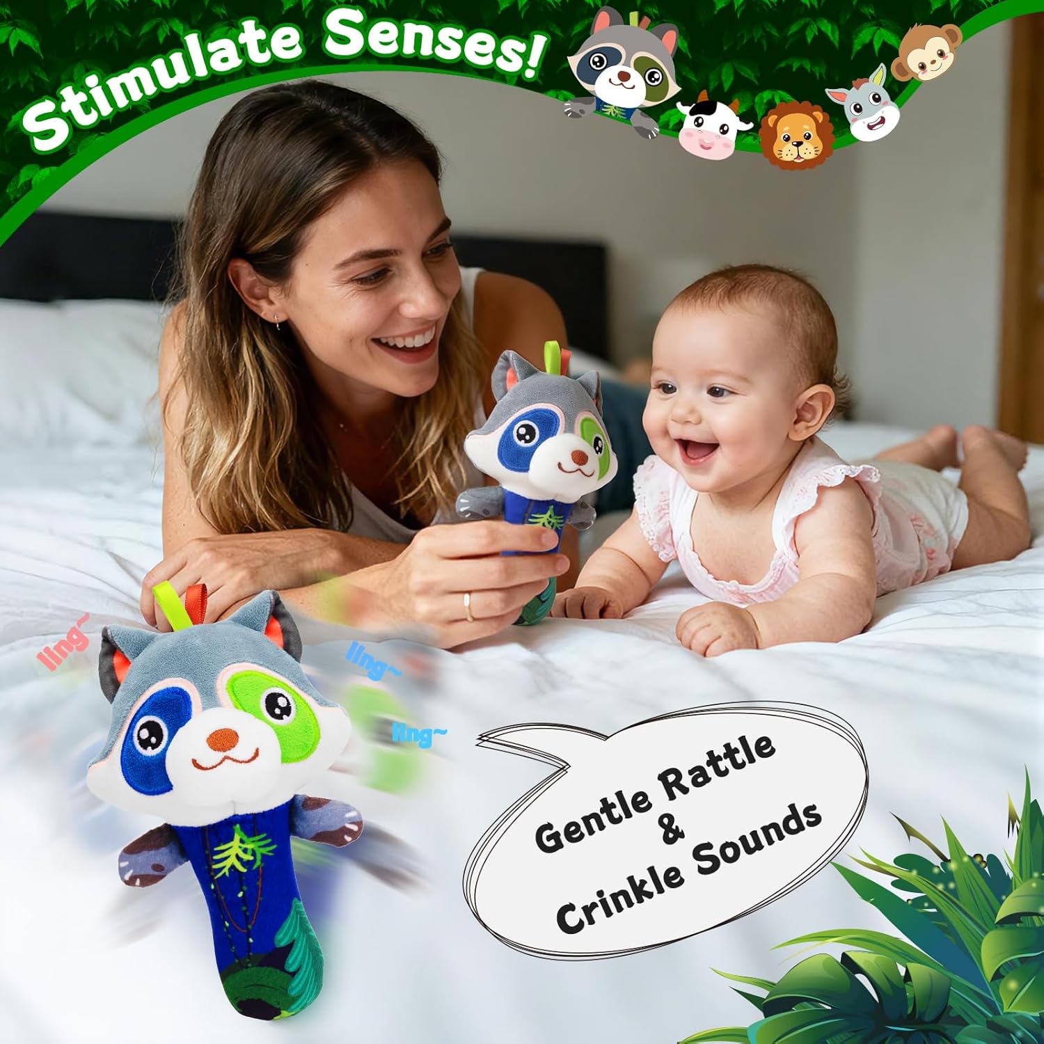 Thumbnail 1 de Zendstanding Newborn Gift Set: Wrist Rattles, Socks and Hand Grip Rattle for 0–12 Months
