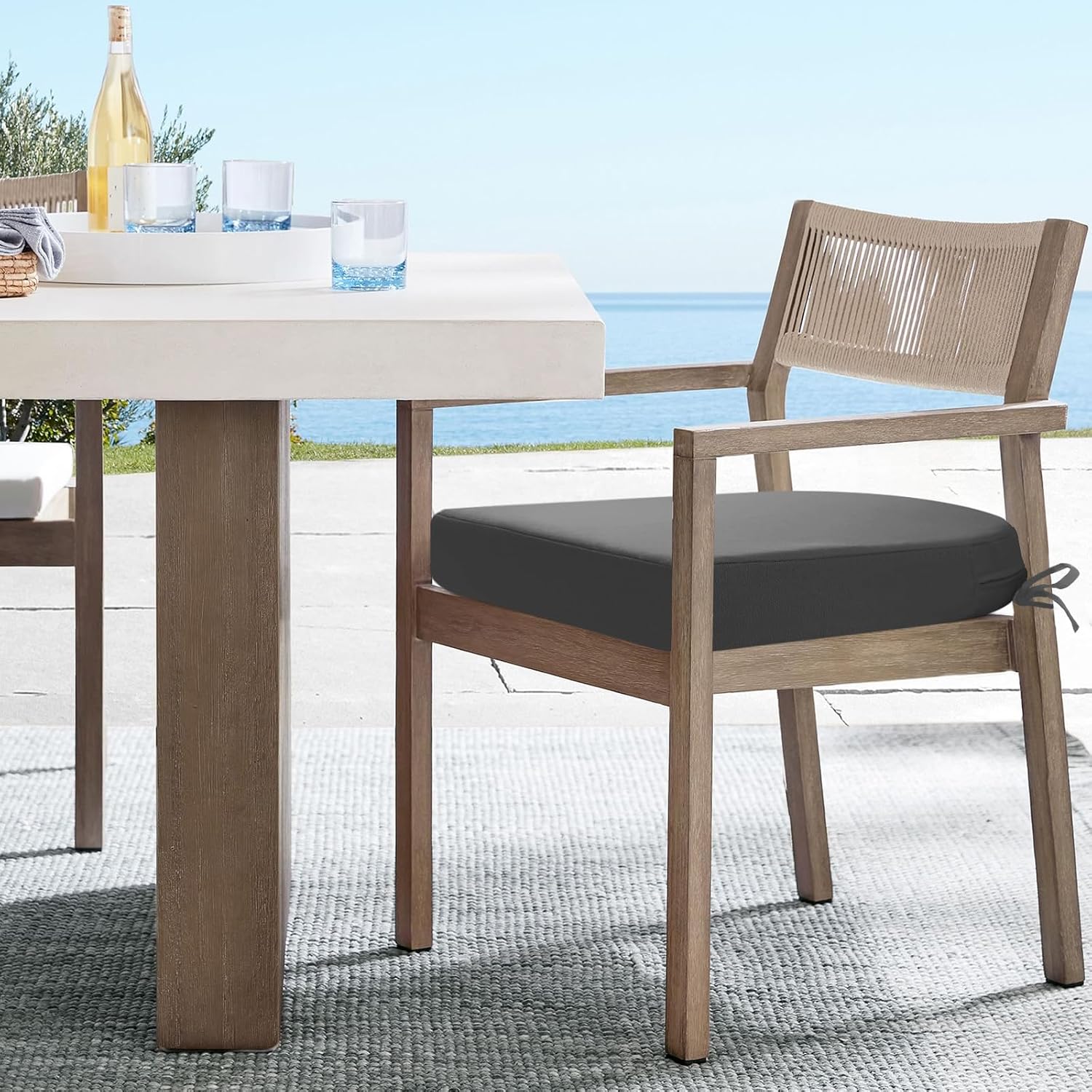 Detalle 2 de PRIMEPATIO Stuhlkissen draußen – 2er-Set, wasserdicht, 45x45 cm, Anthrazit