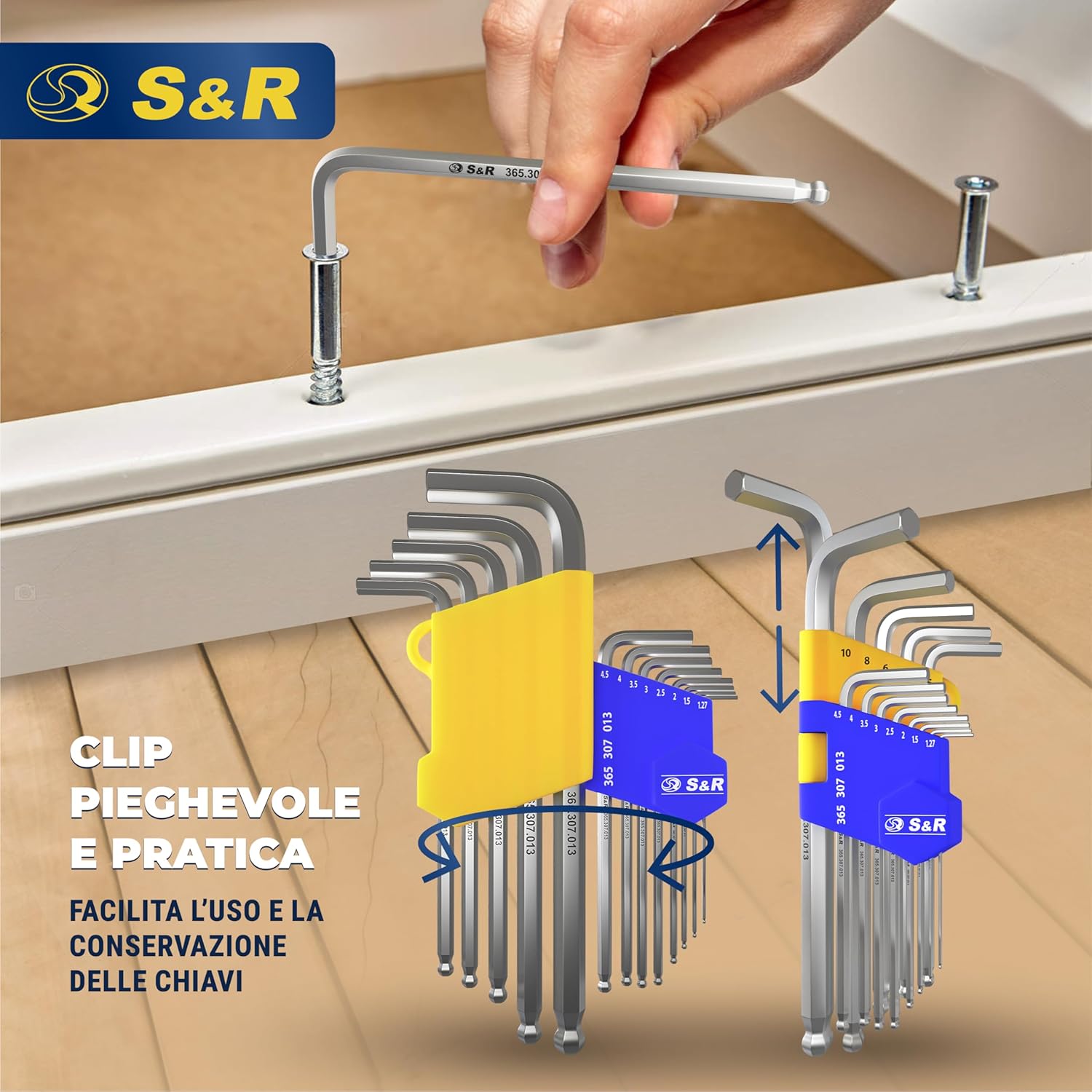 Thumbnail 4 de S&R Chiavi a Brugola - Set Brugole Metriche Lunghe (13 pezzi) con testa sferica