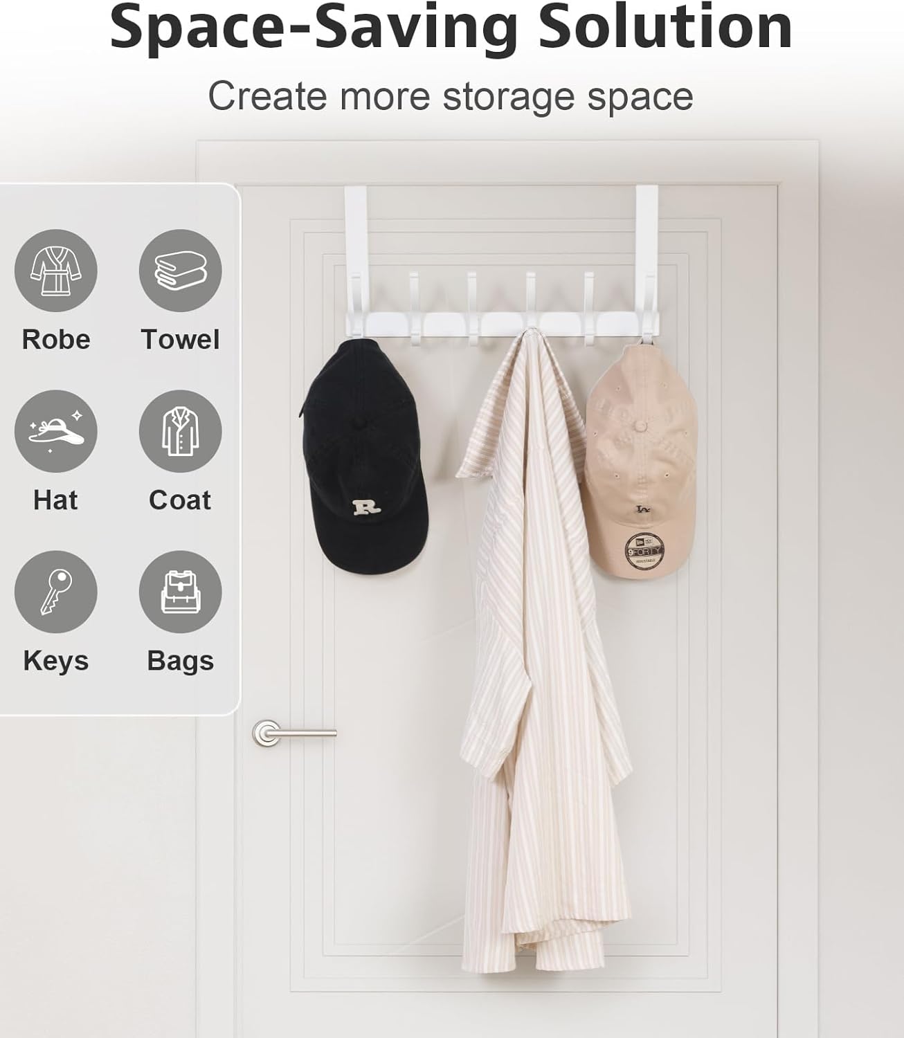 Detalle de Optish Over The Door Hooks – 2 Pack White Door Hanger Hooks for Coats, Towels and Hats