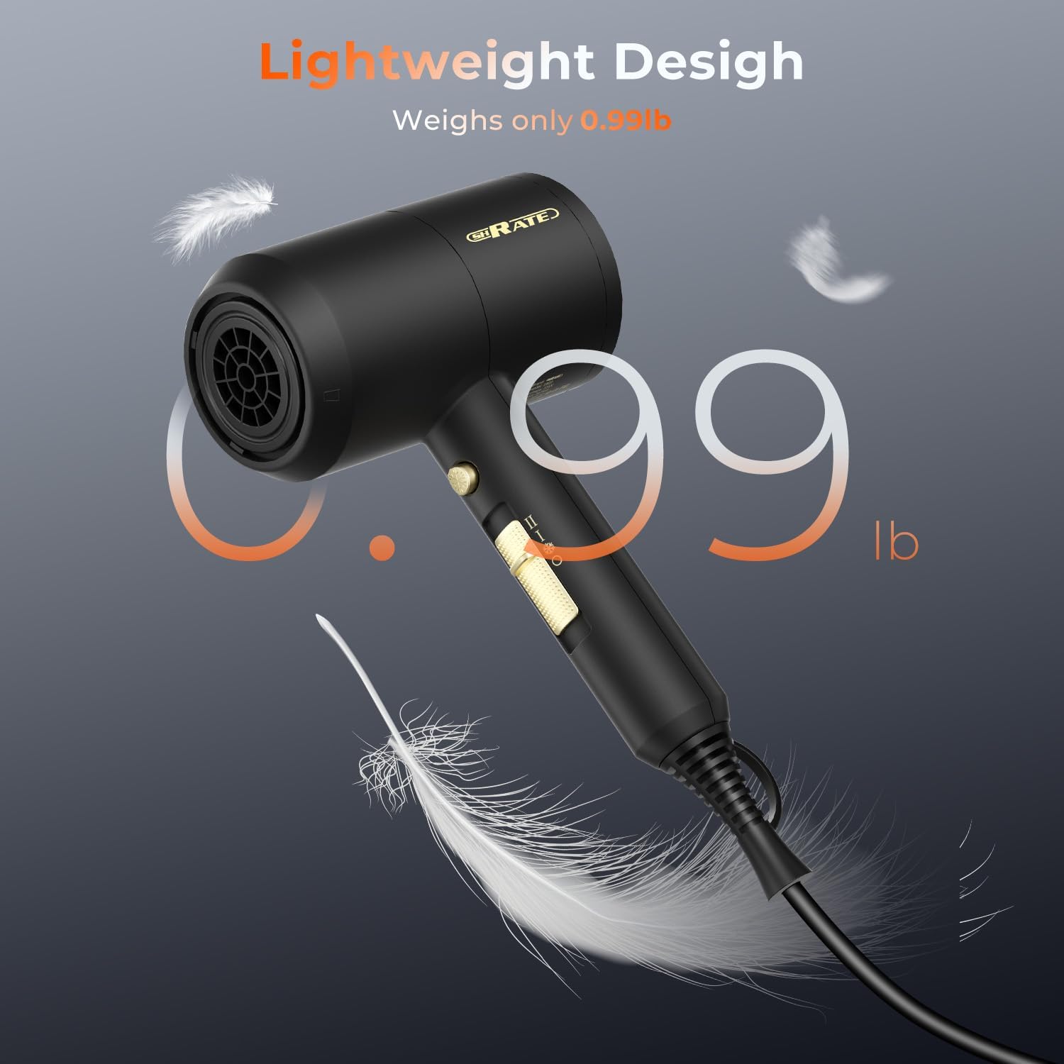Thumbnail 3 de SHRATE Ionic Hair Dryer with Diffuser: Travel-Friendly 1800W Professional Blow Dryer