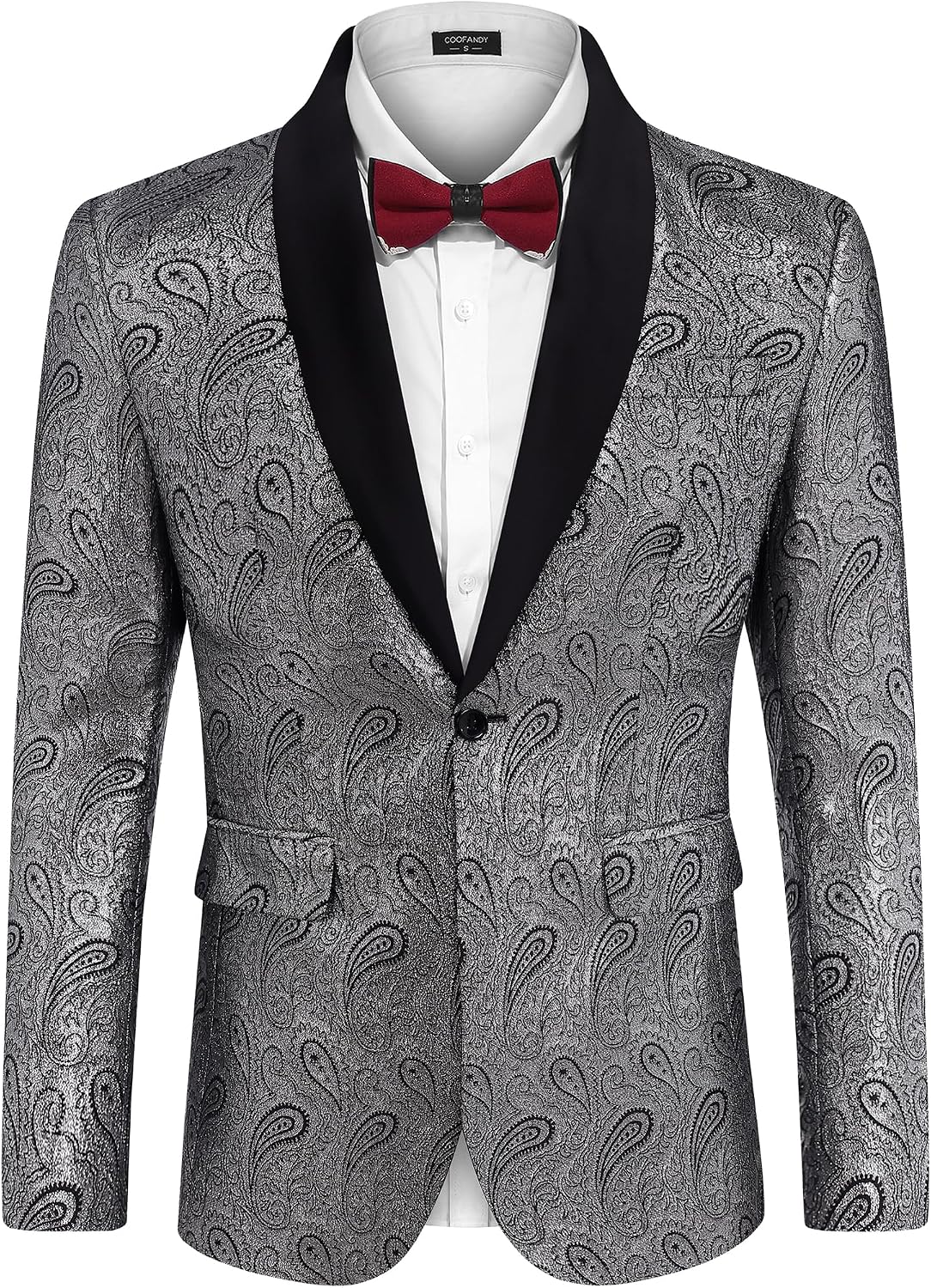 Thumbnail 5 de COOFANDY Floral Paisley Shawl Lapel Tuxedo Jacket
