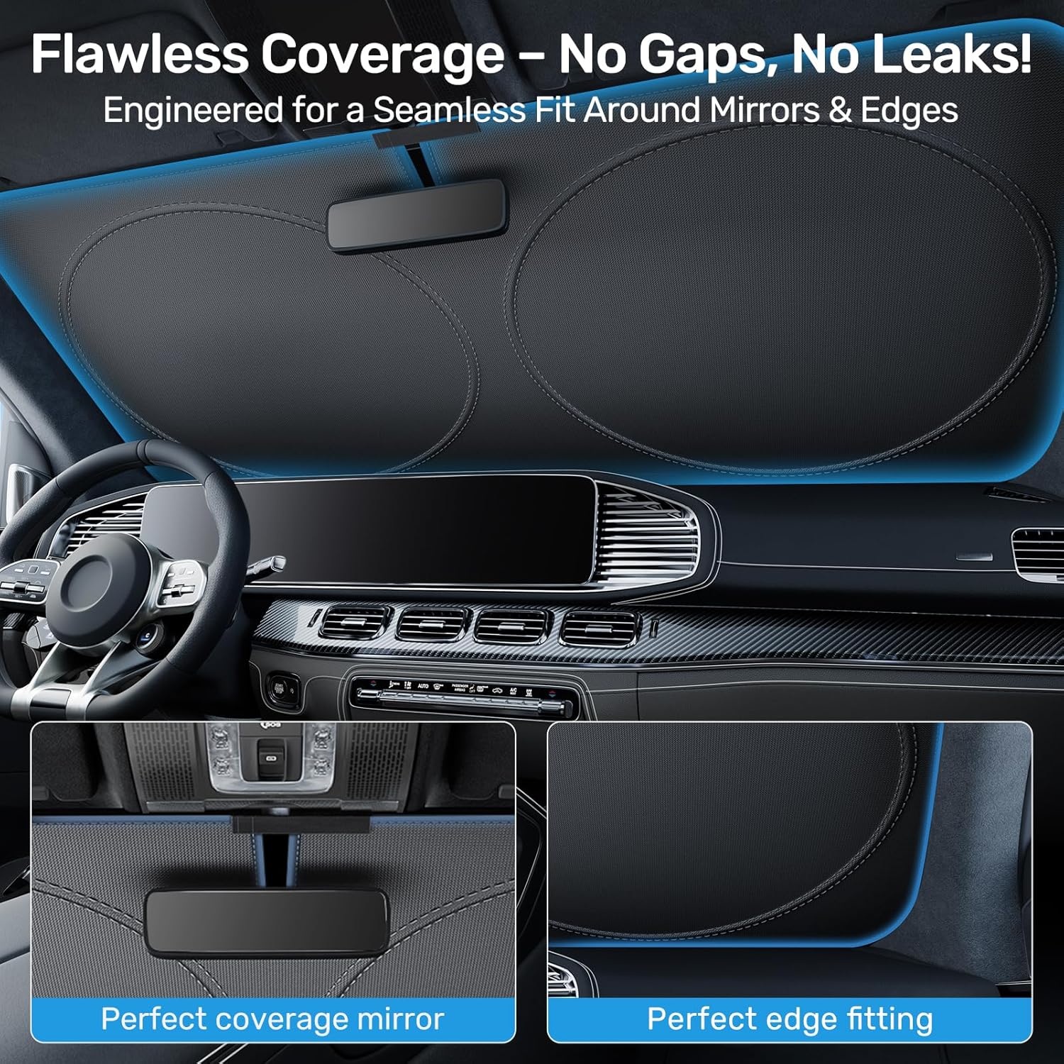 Thumbnail 4 de 2025 Upgraded Zanch Car Front Windshield Sun Shade (UV400, Heat Reduction, Foldable) — 64" x 32" for Sedans & Mini SUVs