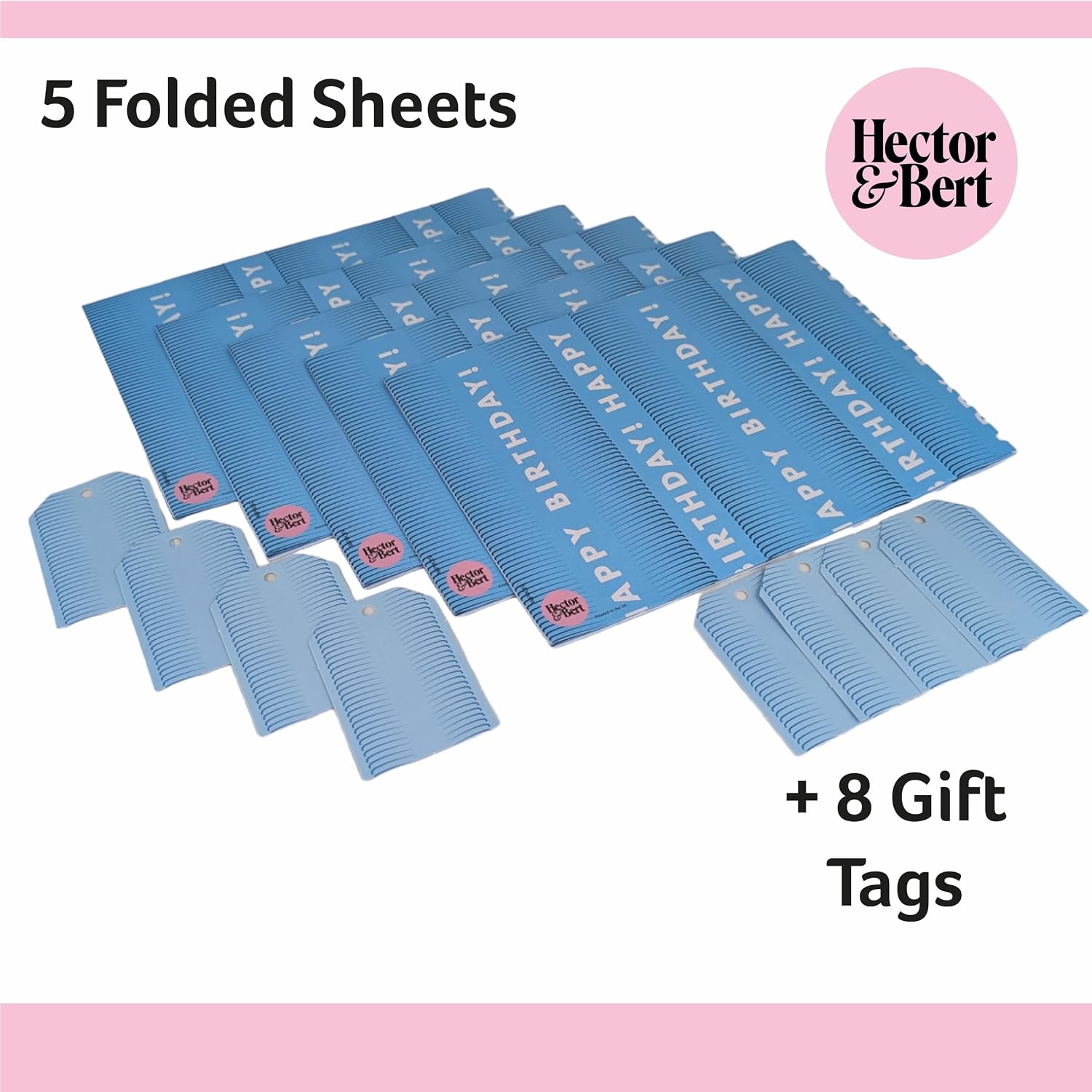 Detalle 2 de Sky Blue Wrapping Paper Sheets x 5 with Tags