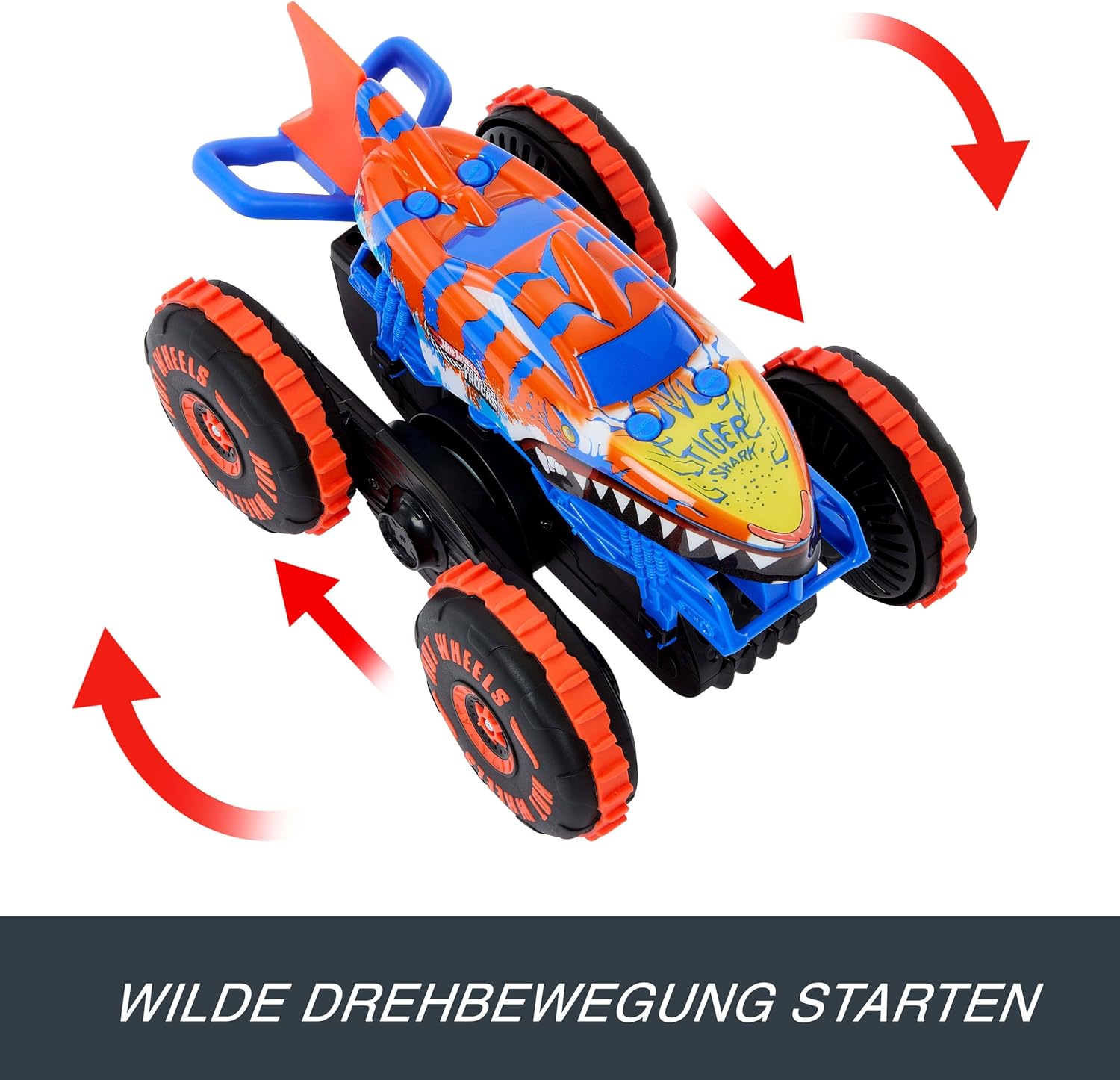 Detalle 2 de Hot Wheels Monster Trucks Tiger Shark Climber RC (JFR39) – Dreifach-Modi für Rennen, Klettern und Stunts