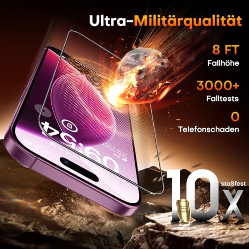 Thumbnail 4 de TOCOL Panzerglas für iPhone 18 Pro 6,3 Zoll – einfache Montage und 9H-Schutz