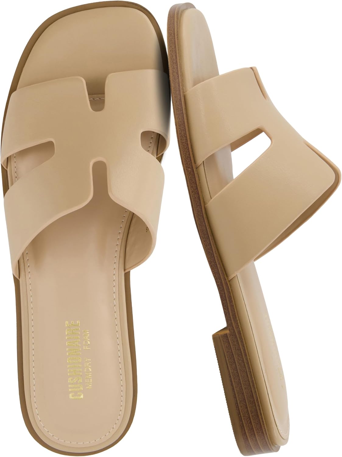 Detalle de CUSHIONAIRE Voyage Cutout Strap Slides for Women Slip-On Summer Flats