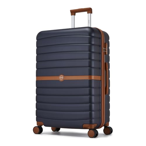 Detalle de Kono Large Hard Shell Suitcase (28-inch) – Navy, ABS+PC Checked Luggage