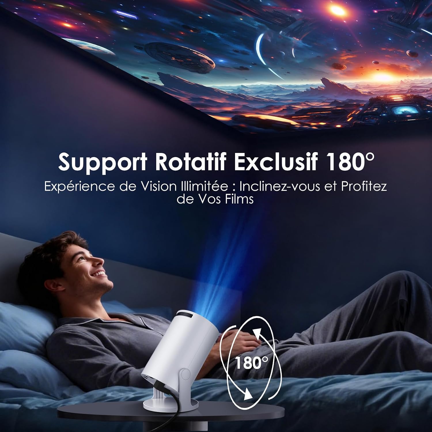 Detalle 2 de WOLFANG Vidéoprojecteur Support 1080P – Compact et polyvalent pour la chambre