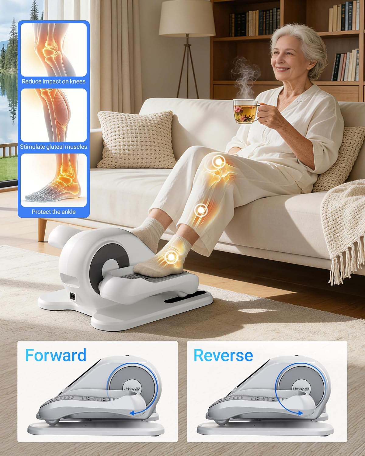 Detalle de UMAY U5 Under-Desk Electric Elliptical with 12 Speeds, Remote and LCD