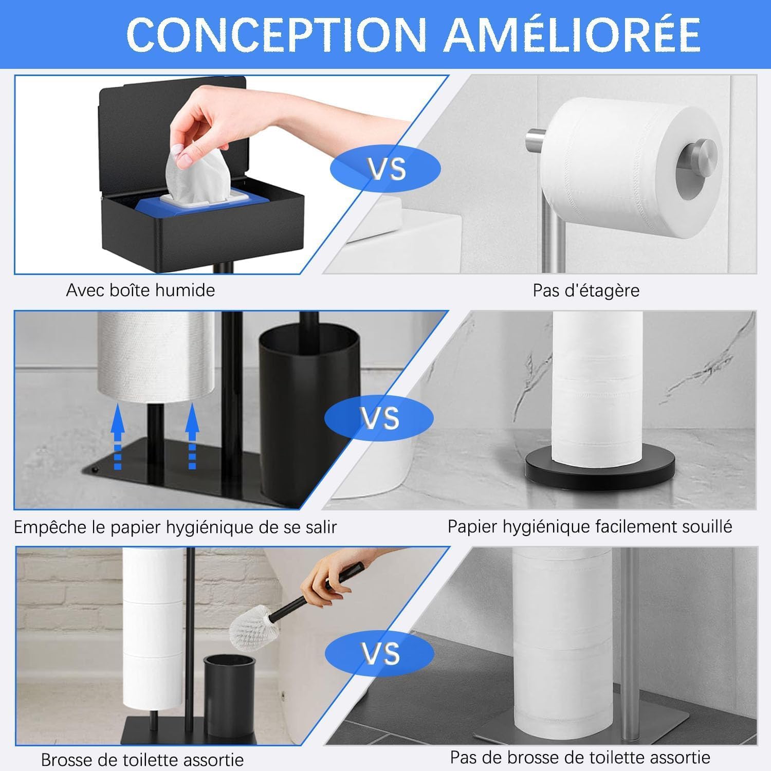 Thumbnail 3 de GUIGUZI Porte Papier Toilette avec Brosse WC