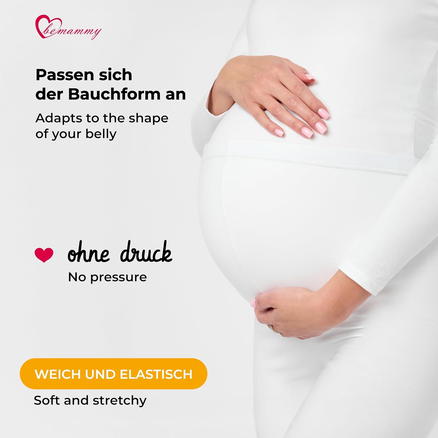 Thumbnail 3 de Be Mammy Lange Umstandsleggings aus Baumwolle mit hohem Bund (melange) BE20-230