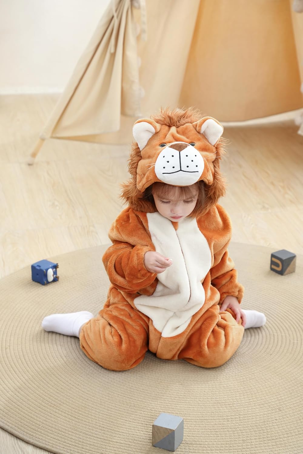 Detalle de FHSFDZSW Flannel Animal Baby Onesie with 3D Ears and Diaper-Change Buttons