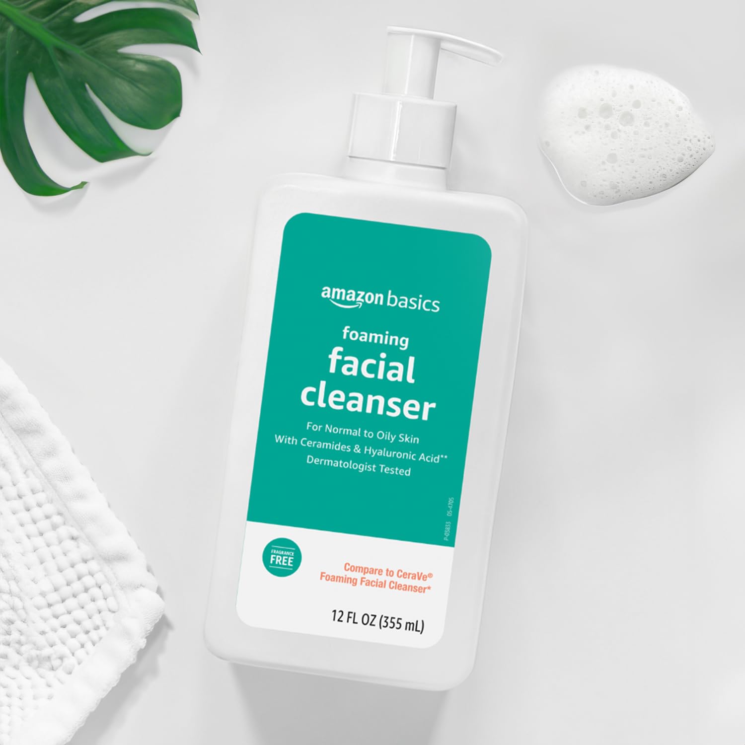 Detalle de Amazon Basics Foaming Facial Cleanser with Ceramides & Hyaluronic Acid (12 fl oz) — Fragrance-Free Daily Face Wash
