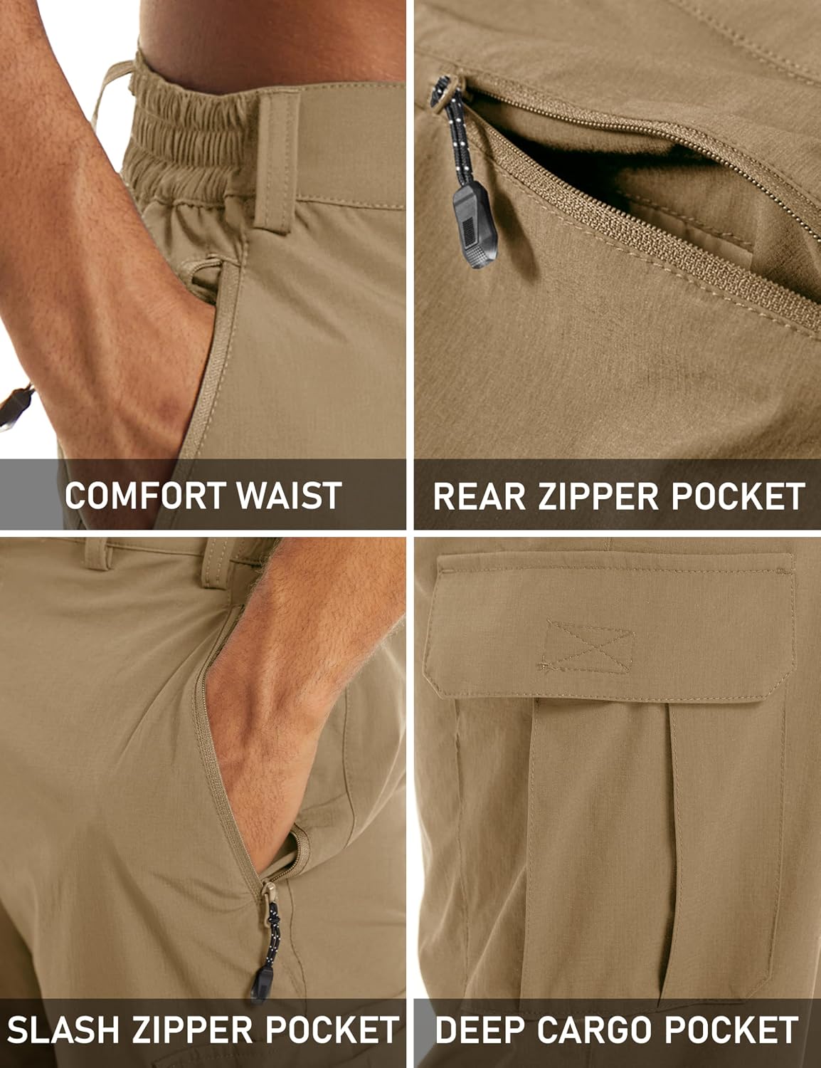 Thumbnail 6 de MAGCOMSEN Men's Workout Gym Shorts Quick Dry 3/4 Capri Pants with Zipper Pockets