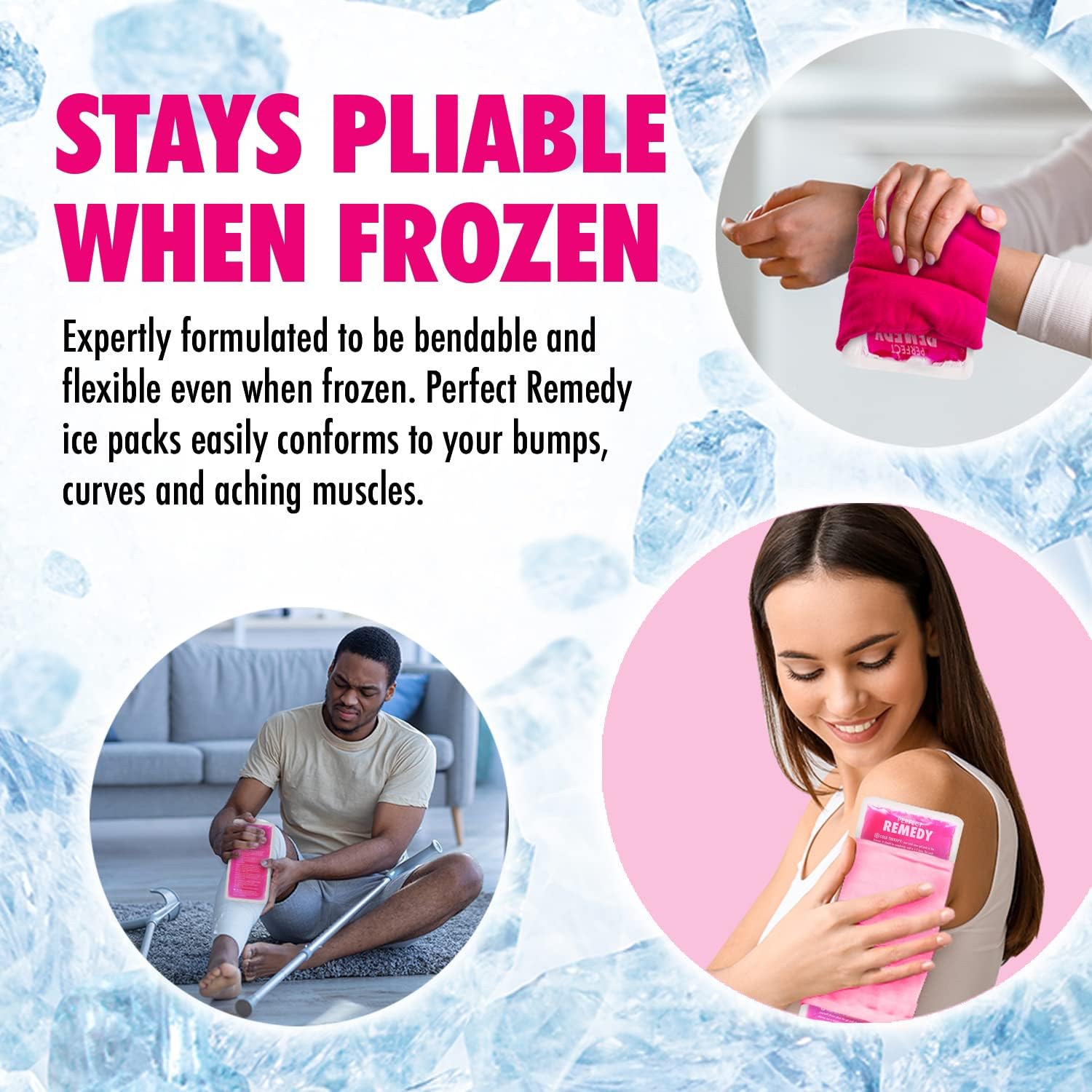 Detalle de Perfect Remedy Gel Ice Pack Hot & Cold Compress (2 Pack, Pink, Large) – Reusable 12 x 6 inch