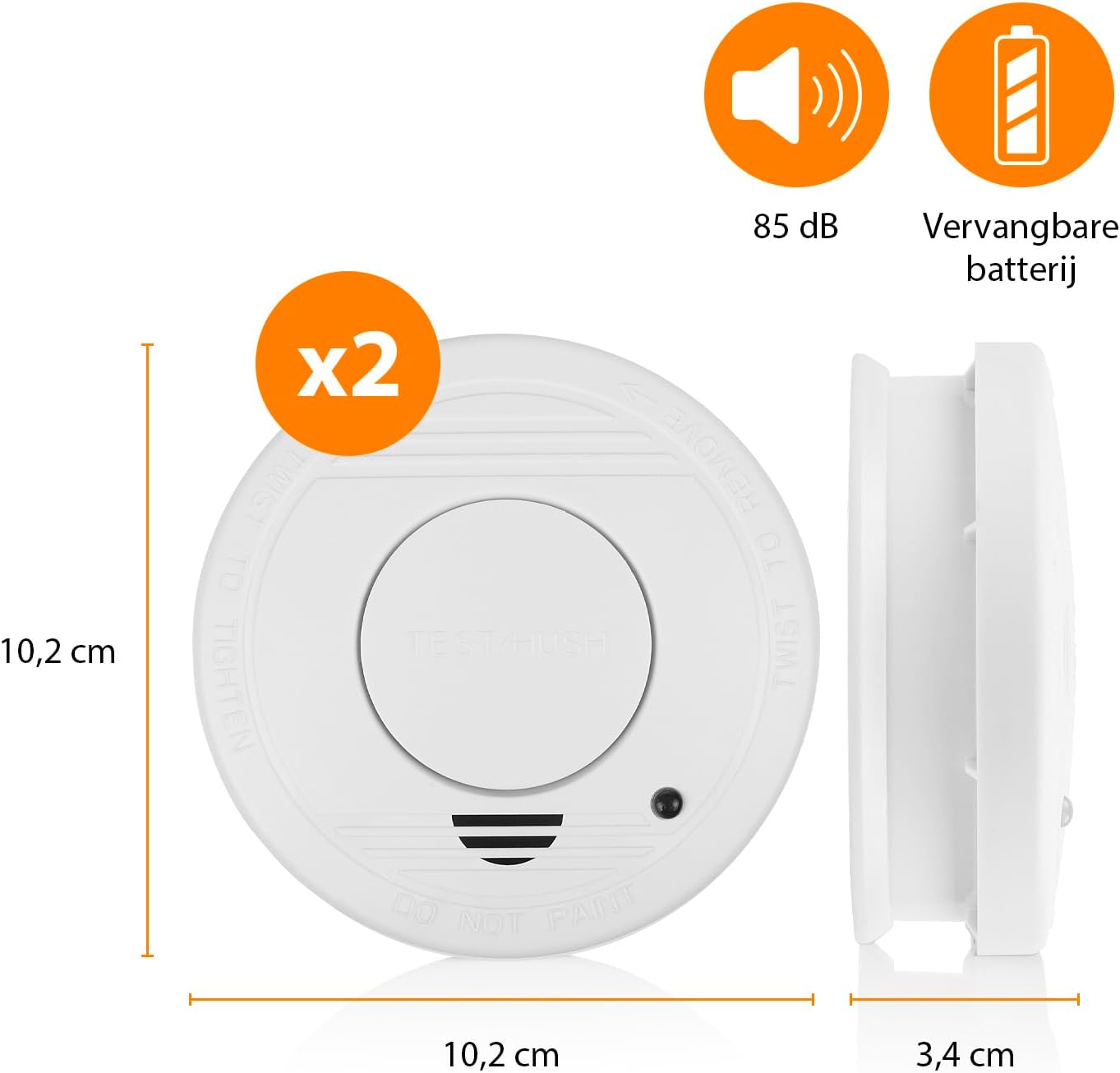 Detalle de Smartwares RM250/2 rookmelders, set van 2 met testknop en 85 dB alarm