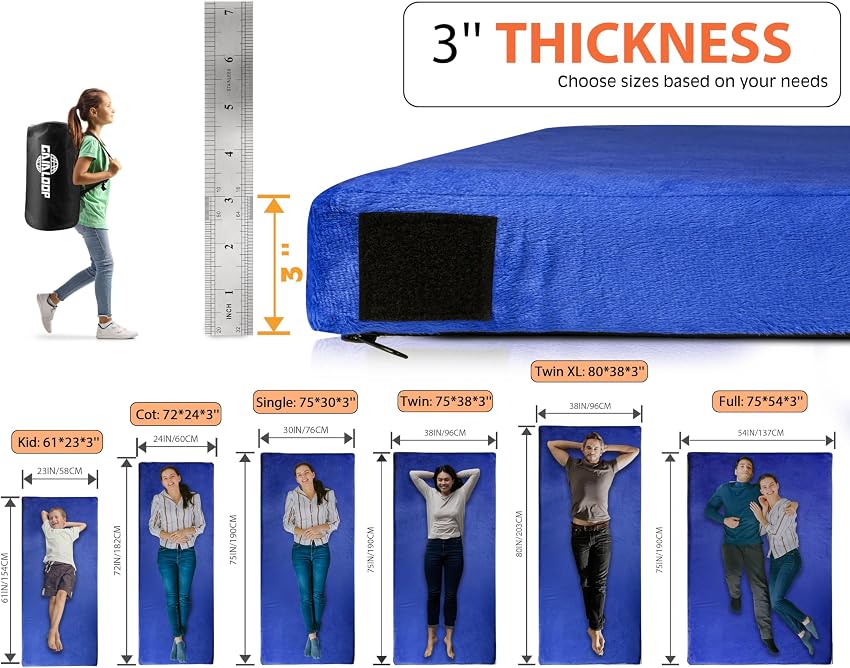 Detalle 2 de GAIALOOP 3-Inch Memory Foam Camping Mattress