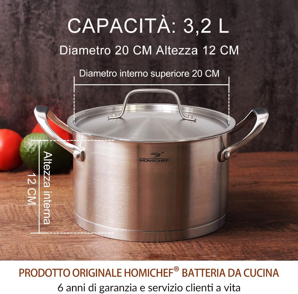 Thumbnail 7 de HOMICHEF Matte Olla de Acero Inoxidable 3.2L Sin Níquel