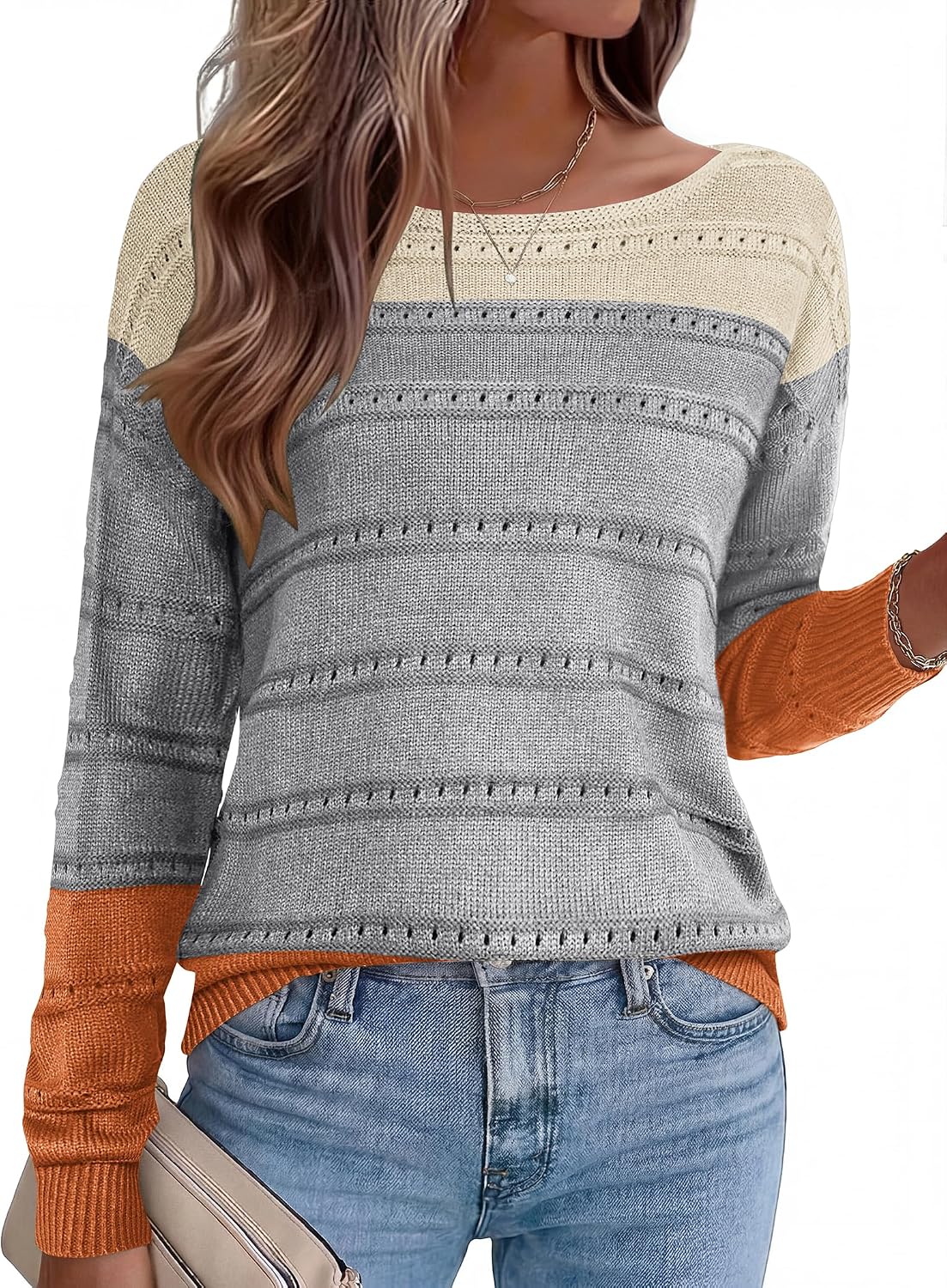 Detalle de Zeagoo Women's Crochet Sweater, Viscose Blend