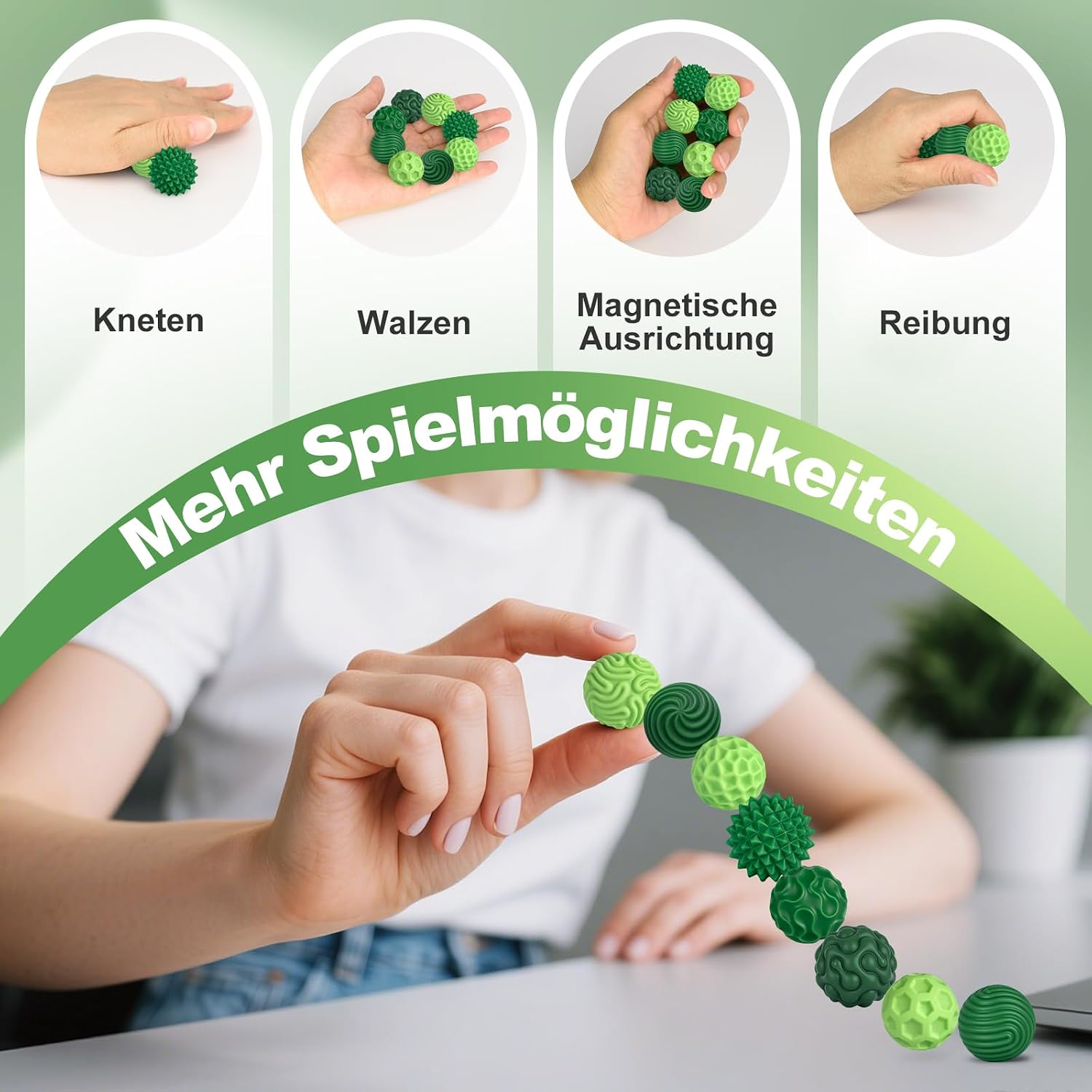 Detalle 2 de Zingbee Magnet-Fidget Toys Set mit 8 Bällen
