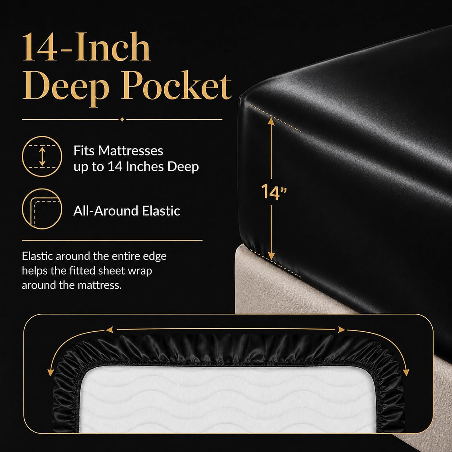 Detalle 1 de CozyLux Satin Sheets Queen Set 4pc