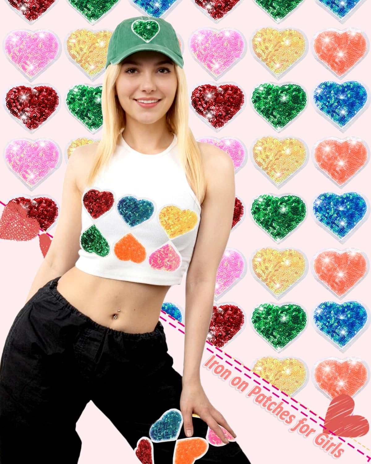 Thumbnail 6 de Sequin Heart Patches 12-Pack