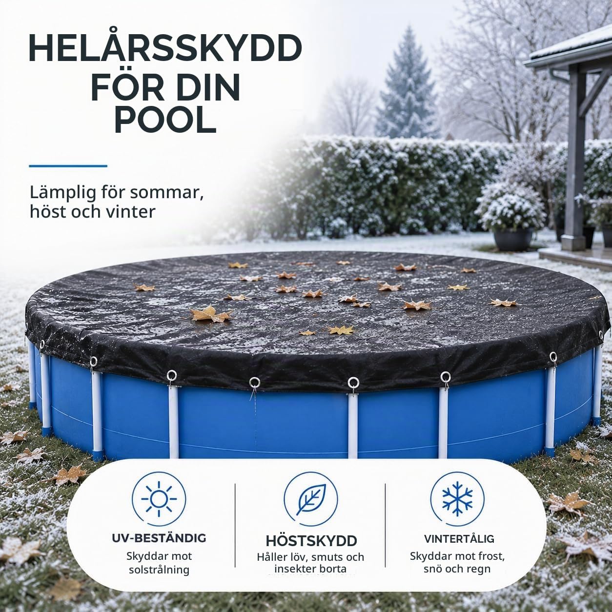 Thumbnail 6 de TK Gruppe Timo Klingler TK294304 rund poolpresenning, svart PE, 200 g/m²