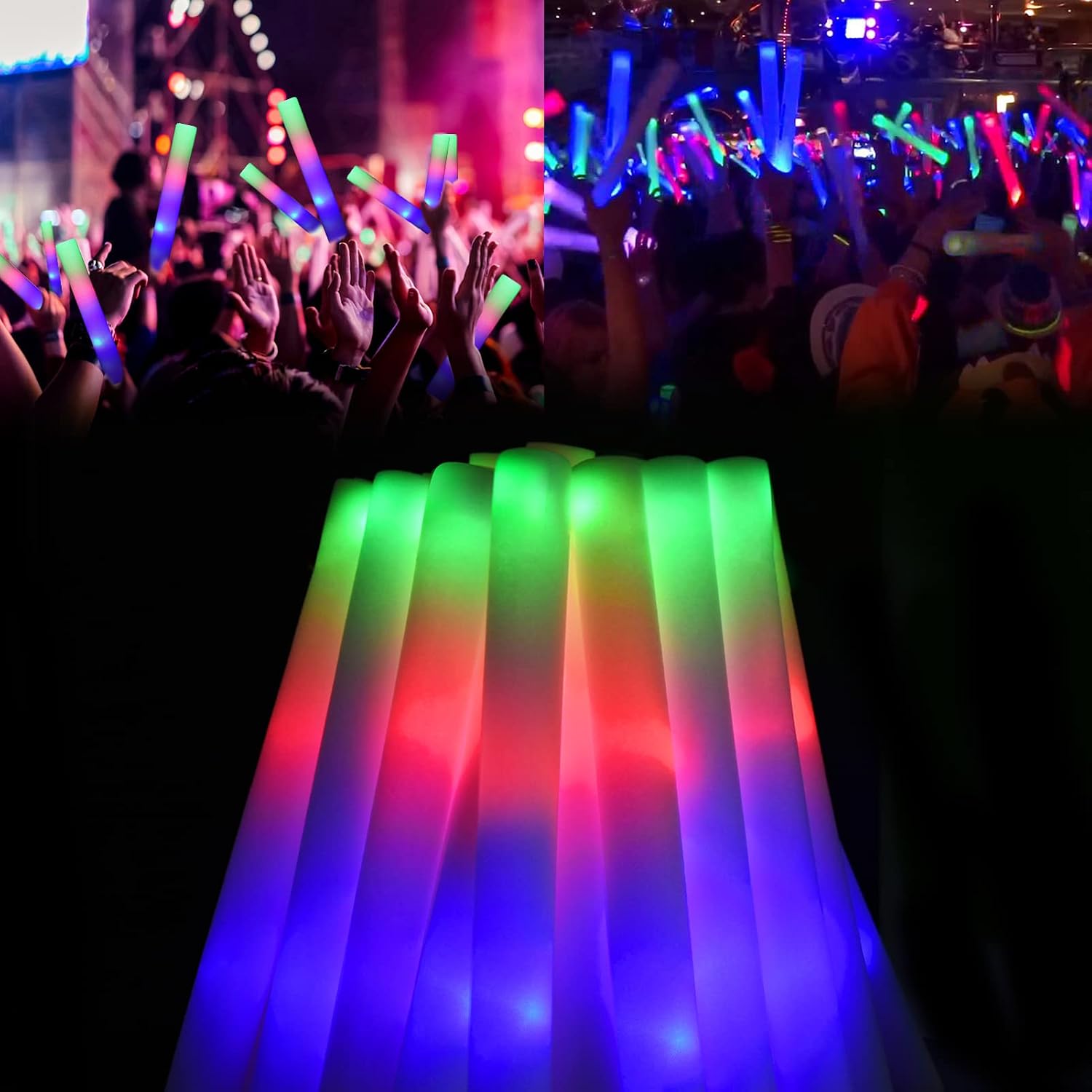 Detalle de LifBetter Glow Sticks Bulk (20 Pack) LED Foam Sticks with 3 Flashing Modes for Parties, Festivals, and Raves