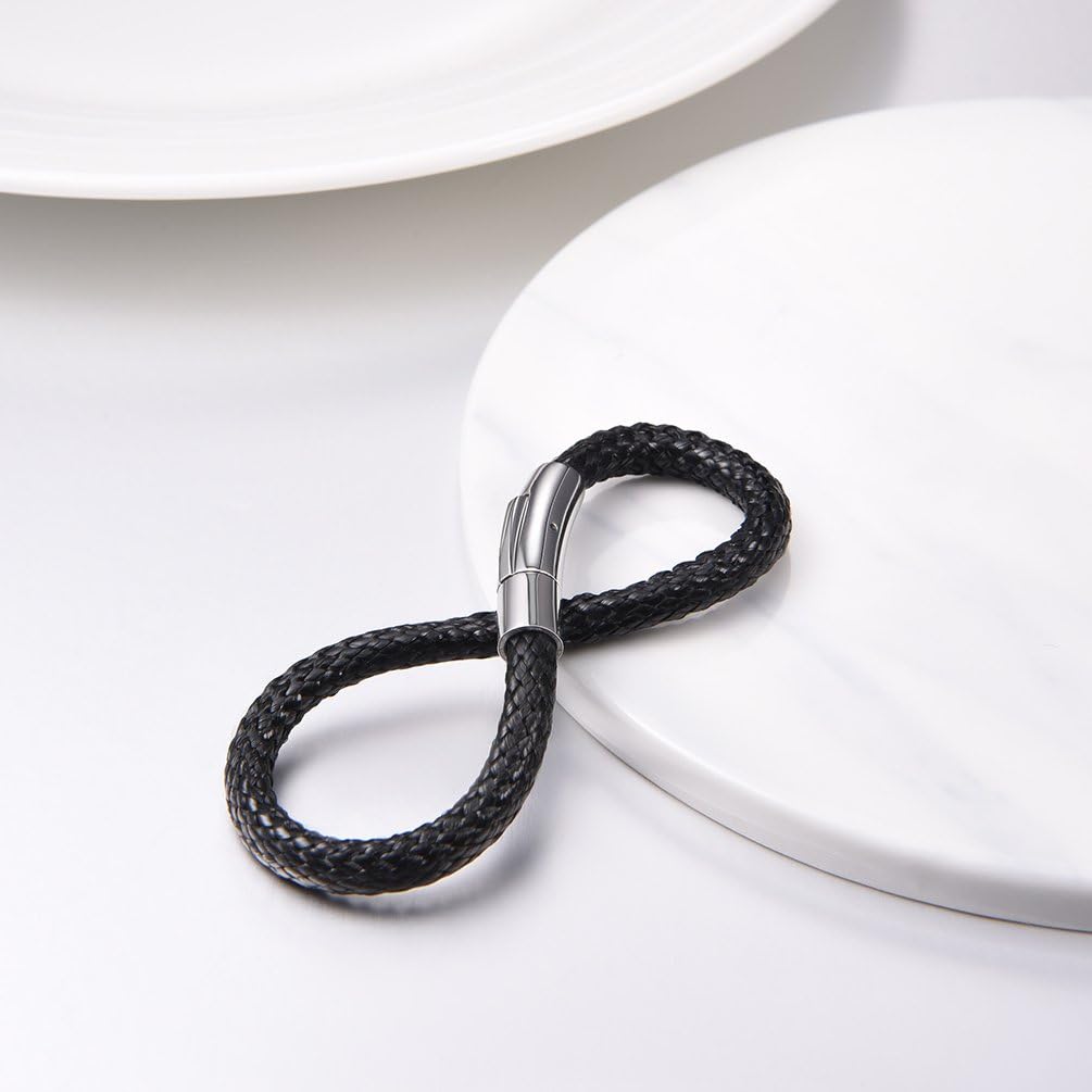 Thumbnail 5 de PROSTEEL Bracelet garçon en corde noire tressée 5 mm avec fermoir en acier inoxydable (18/20 cm)