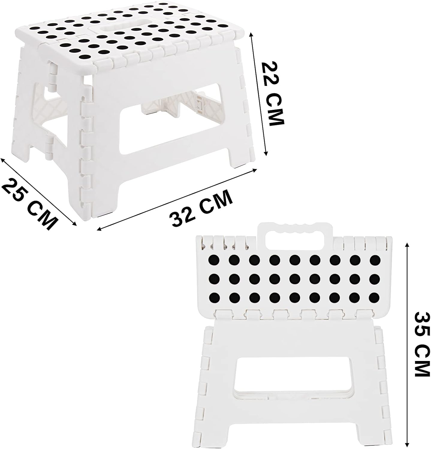 Thumbnail 5 de Step Stool for Kids & Adults (9 inch) – White plastic folding stepping stool, up to 150KG