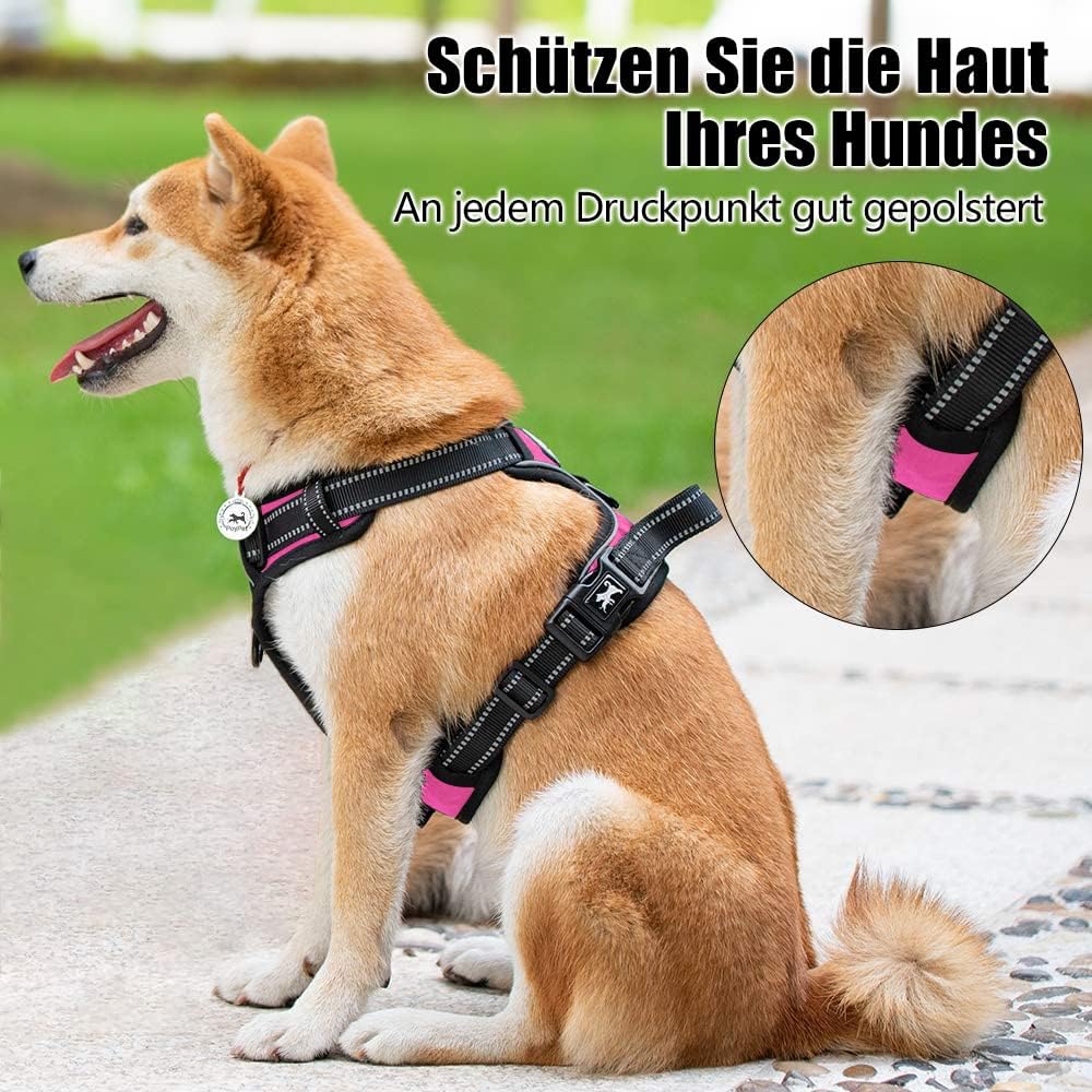 Detalle de PoyPet No Pull Hundegeschirr – reflektierendes Front- und Rückengeschirr für kleine bis mittelgroße Hunde (XS, Rosa, 1er Pack)